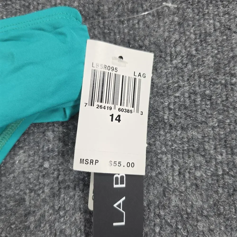 La Blanca Women's Size 14 Shirred Foldover Bikini Bottom Turquoise Green